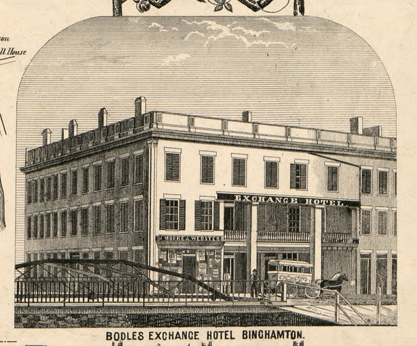 Bodles Exchange, New York 1855 Old Town Map Custom Print - Broome Co.