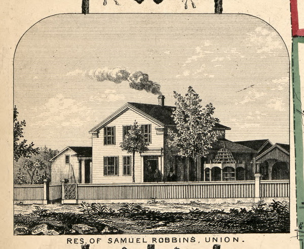 Res Samuel Robbins, New York 1855 Old Town Map Custom Print - Broome Co. Res Samuel Robbins, New York 1855 Old Town Map Custom Print - Broome Co.