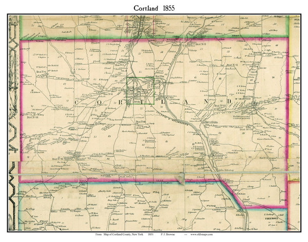 Cortland, New York 1855 Old Town Map Custom Print - Cortland Co.