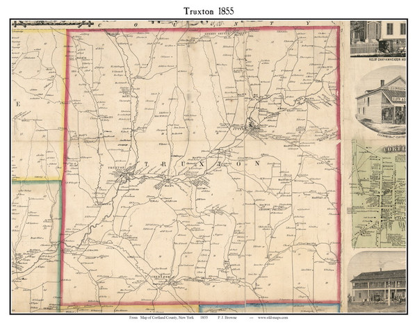 Truxton, New York 1855 Old Town Map Custom Print - Cortland Co. Truxton, New York 1855 Old Town Map Custom Print - Cortland Co.