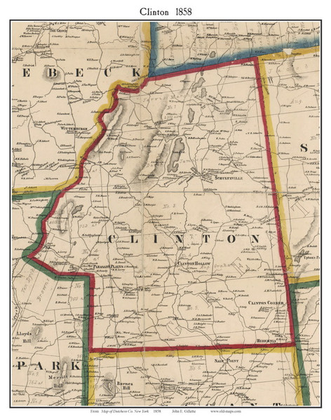 Clinton, New York 1858 Old Town Map Custom Print - Dutchess Co.
