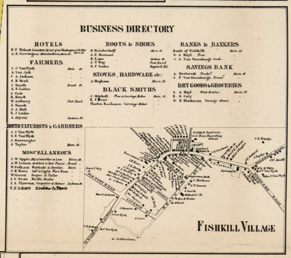 Fishkill Village, New York 1858 Old Town Map Custom Print - Dutchess Co.