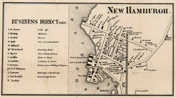 New Hamburgh, New York 1858 Old Town Map Custom Print - Dutchess Co. New Hamburgh, New York 1858 Old Town Map Custom Print - Dutchess Co.