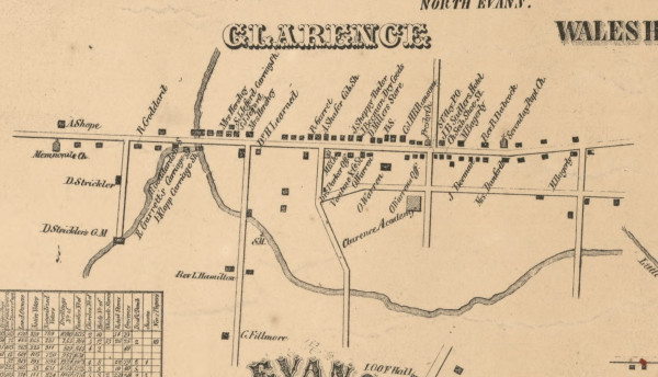 Clarence Village, New York 1855 Old Town Map Custom Print - Erie Co. Clarence Village, New York 1855 Old Town Map Custom Print - Erie Co.