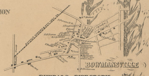 Bowmansville, New York 1855 Old Town Map Custom Print - Erie Co.