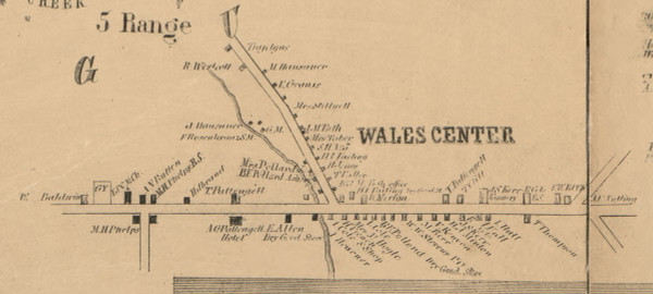 Wales Center, New York 1855 Old Town Map Custom Print - Erie Co.