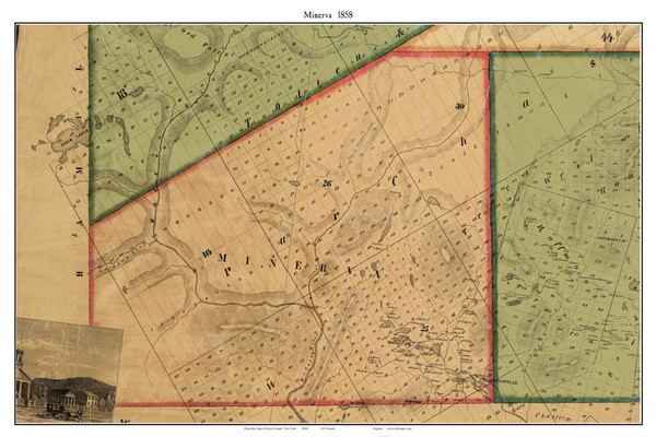 Minerva, New York 1858 Old Town Map Custom Print - Essex Co.