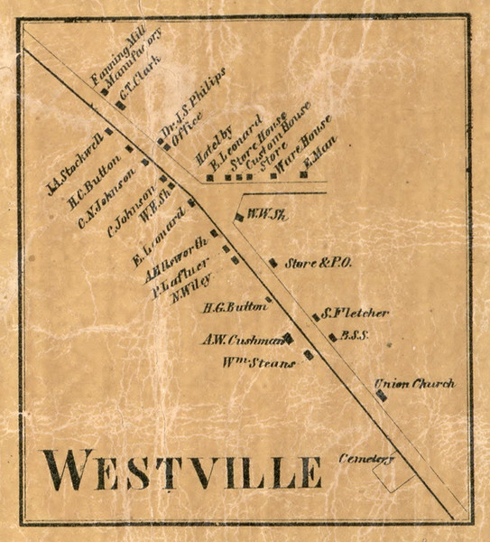 Westville Village, New York 1858 Old Town Map Custom Print - Franklin Co.