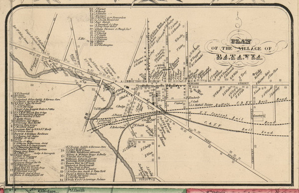 Batavia Village, New York 1854 Old Town Map Custom Print - Genesee Co. Batavia Village, New York 1854 Old Town Map Custom Print - Genesee Co.