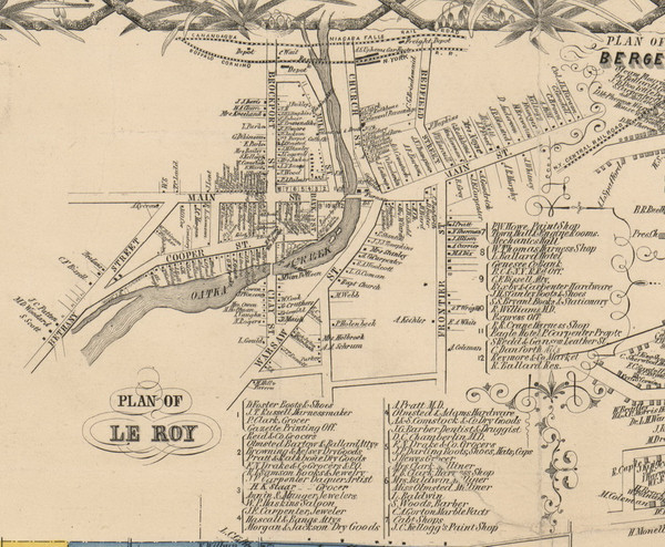 LeRoy Village, New York 1854 Old Town Map Custom Print - Genesee Co. LeRoy Village, New York 1854 Old Town Map Custom Print - Genesee Co.