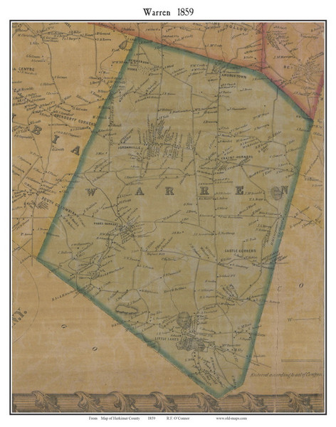 Warren, New York 1859 Old Town Map Custom Print - Herkimer Co.