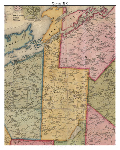 Orleans, New York 1855 Old Town Map Custom Print - Jefferson Co.