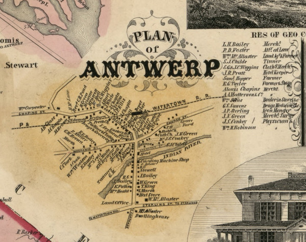 Antwerp Village, New York 1855 Old Town Map Custom Print - Jefferson Co. Antwerp Village, New York 1855 Old Town Map Custom Print - Jefferson Co.