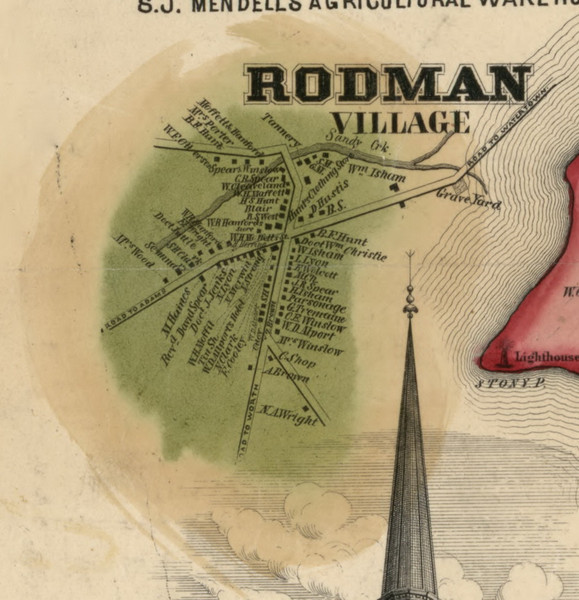 Rodman Village, New York 1855 Old Town Map Custom Print - Jefferson Co. Rodman Village, New York 1855 Old Town Map Custom Print - Jefferson Co.