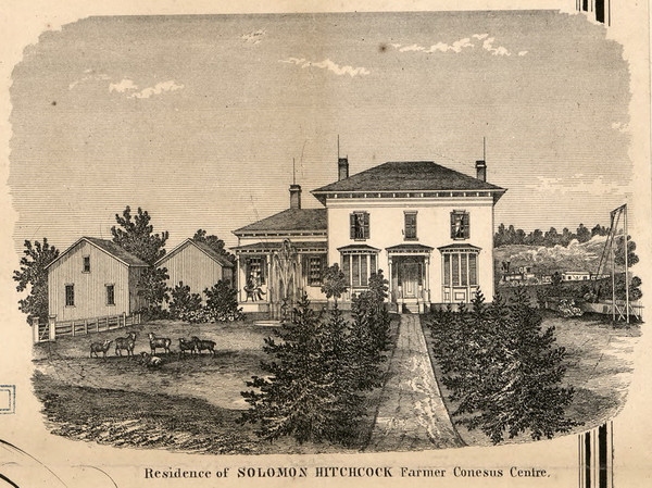 Res. of Solomon Hitchcock, New York 1858 Old Town Map Custom Print - Livingston Co.