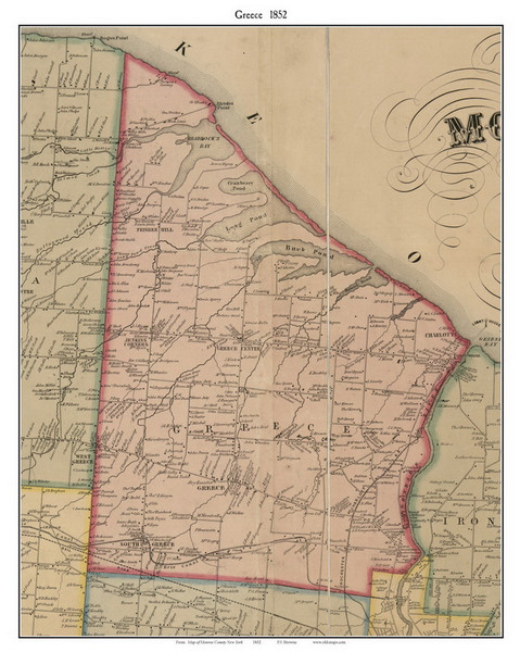 Greece, New York 1852 Old Town Map Custom Print - Monroe Co.