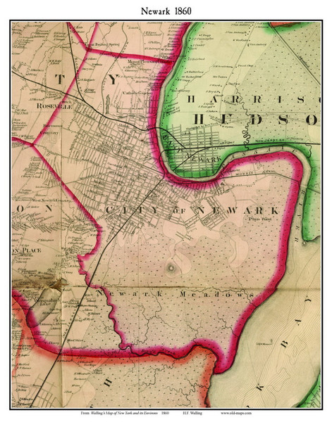 Newark, New Jersey 1860 Old Town Map Custom Print - NYC Environs Newark, New Jersey 1860 Old Town Map Custom Print - NYC Environs