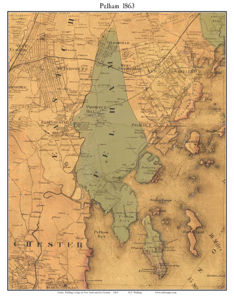 Pelham, New York 1863 Old Town Map Custom Print - NYC Vicinity