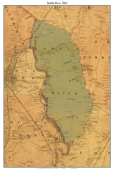 Saddle River, New Jersey 1863 Old Town Map Custom Print - NYC Vicinity