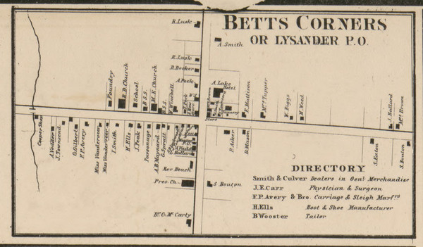 Betts Corners, New York 1859 Old Town Map Custom Print - Onondaga Co. Betts Corners, New York 1859 Old Town Map Custom Print - Onondaga Co.