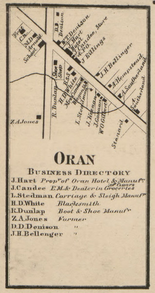 Oran, New York 1859 Old Town Map Custom Print - Onondaga Co. Oran, New York 1859 Old Town Map Custom Print - Onondaga Co.