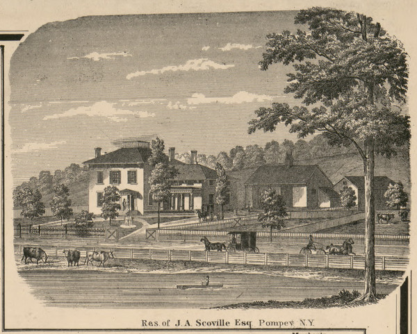 Res. of J.A. Scoville, New York 1859 Old Town Map Custom Print - Onondaga Co.