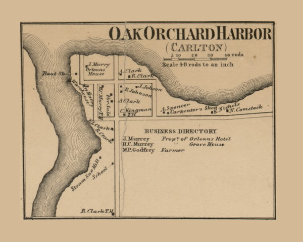 Oak Orchard Harbor, New York 1860 Old Town Map Custom Print - Orleans Co.