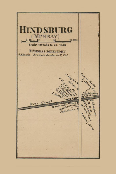 Hindsburg, New York 1860 Old Town Map Custom Print - Orleans Co.