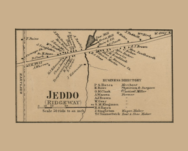 Jeddo, New York 1860 Old Town Map Custom Print - Orleans Co.