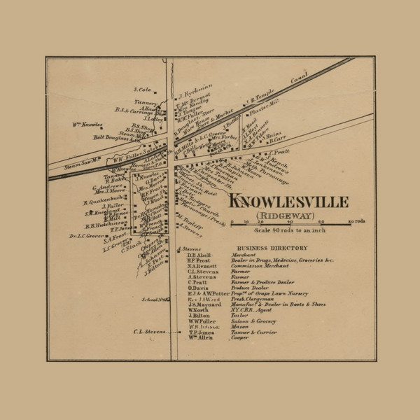 Knowlesville, New York 1860 Old Town Map Custom Print - Orleans Co.