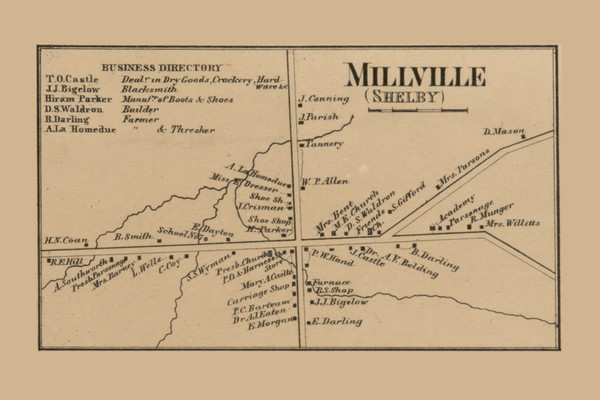 Millville, New York 1860 Old Town Map Custom Print - Orleans Co.
