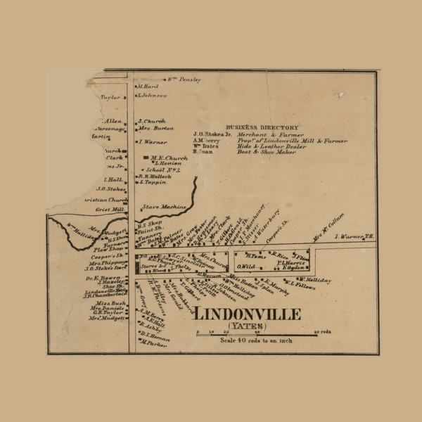 Lindonville, New York 1860 Old Town Map Custom Print - Orleans Co.