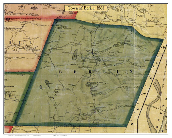 Berlin, New York 1861 Old Town Map Custom Print - Rensselaer Co.