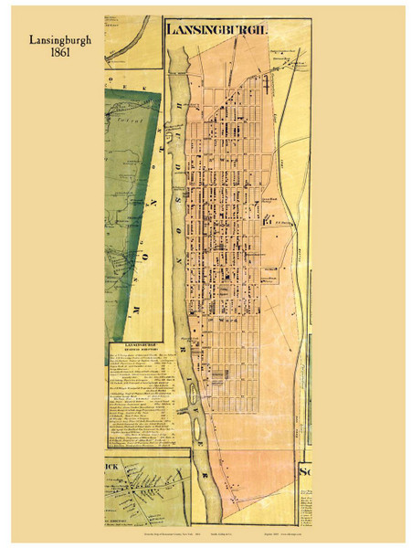 Lansingburgh Village, New York 1861 Old Town Map Custom Print - Rensselaer Co.