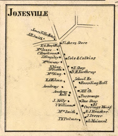 Jonesville, New York 1856 Old Town Map Custom Print - Saratoga Co.