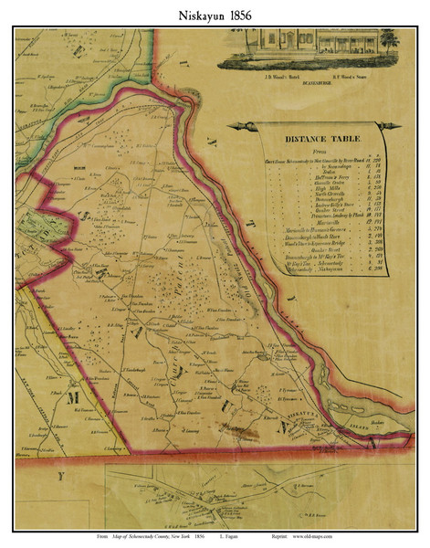 Niskayum, New York 1856 Old Town Map Custom Print - Schenectady Co.