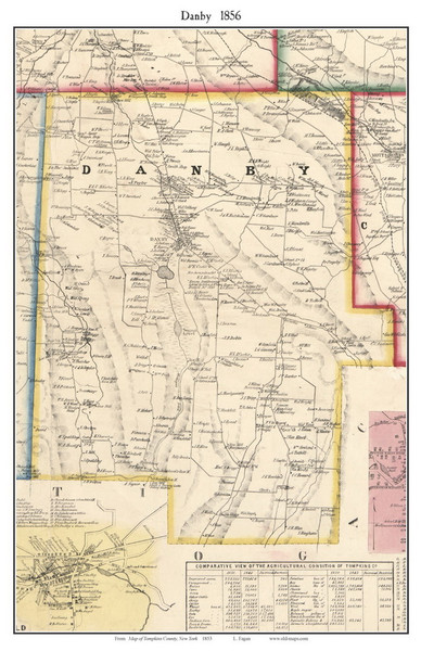 Danby, New York 1853 Old Town Map Custom Print - Tompkins Co. Danby, New York 1853 Old Town Map Custom Print - Tompkins Co.