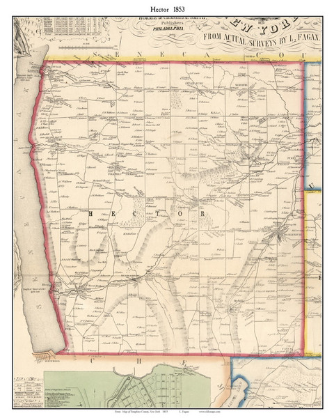 Hector, New York 1853 Old Town Map Custom Print - Tompkins Co.