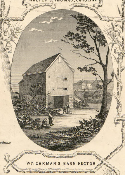 William Carman's Barn, New York 1853 Old Town Map Custom Print - Tompkins Co. William Carman's Barn, New York 1853 Old Town Map Custom Print - Tompkins Co.