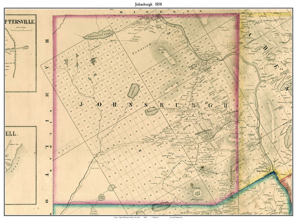 Johnsburgh, New York 1858 Old Town Map Custom Print - Warren Co.