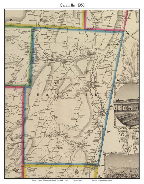 Granville, New York 1853 Old Town Map Custom Print - Washington Co.