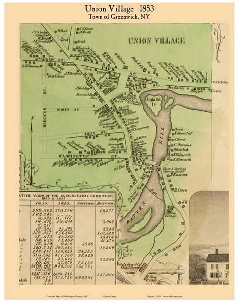 Union Village, New York 1853 Old Town Map Custom Print - Washington Co.
