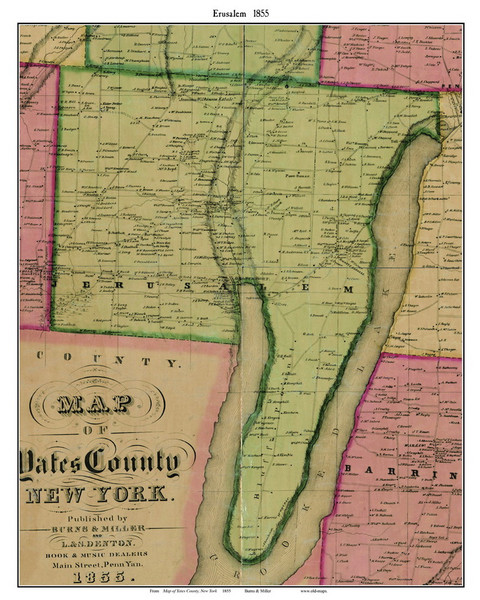 Jerusalem, New York 1855 Old Town Map Custom Print - Yates Co. Jerusalem, New York 1855 Old Town Map Custom Print - Yates Co.
