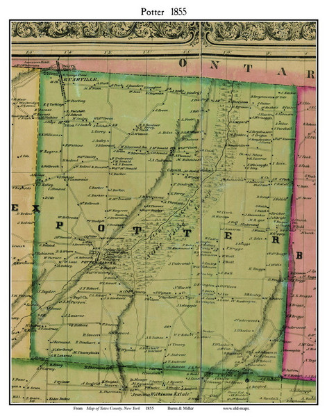 Potter, New York 1855 Old Town Map Custom Print - Yates Co.