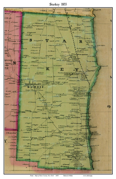Starkey, New York 1855 Old Town Map Custom Print - Yates Co.