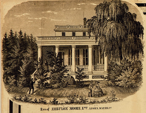 Res. of Zebulon Moore, New York 1858 Old Town Map Custom Print - Wayne Co.