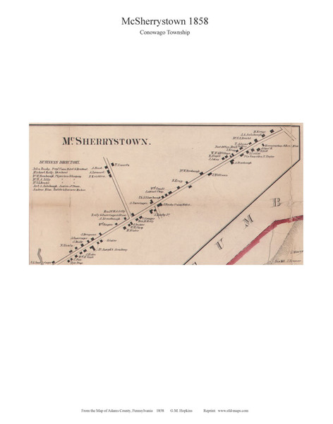 McSherrystown - Conowago Township, Pennsylvania 1858 Old Town Map Custom Print - Adams Co.