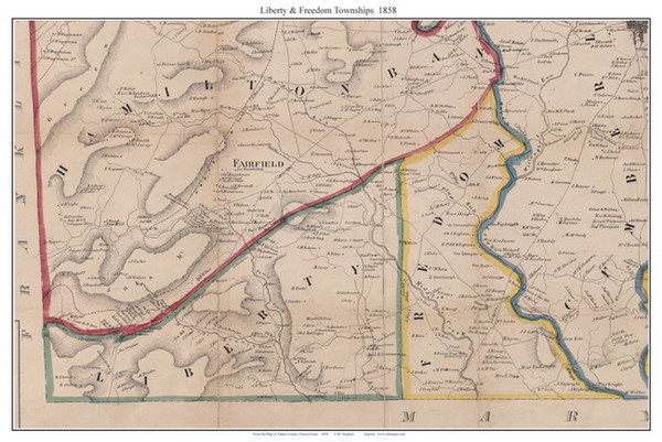 Liberty Township and Freedom Township, Pennsylvania 1858 Old Town Map Custom Print - Adams Co.