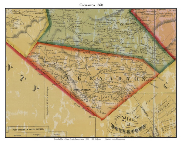 Caernarvon Township, Pennsylvania 1860 Old Town Map Custom Print - Berks Co. Caernarvon Township, Pennsylvania 1860 Old Town Map Custom Print - Berks Co.
