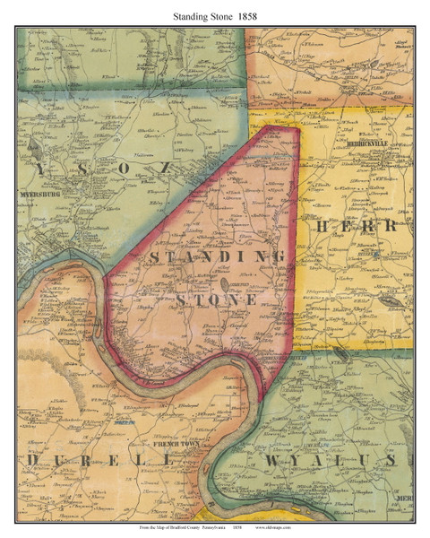 Standing Stone Township, Pennsylvania 1858 Old Town Map Custom Print - Bradford Co.